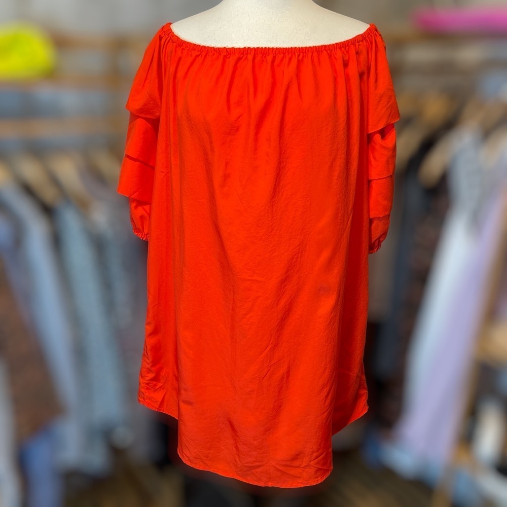 ELODIE ~ Orange Off-the-Shoulder Dress ~ Size M